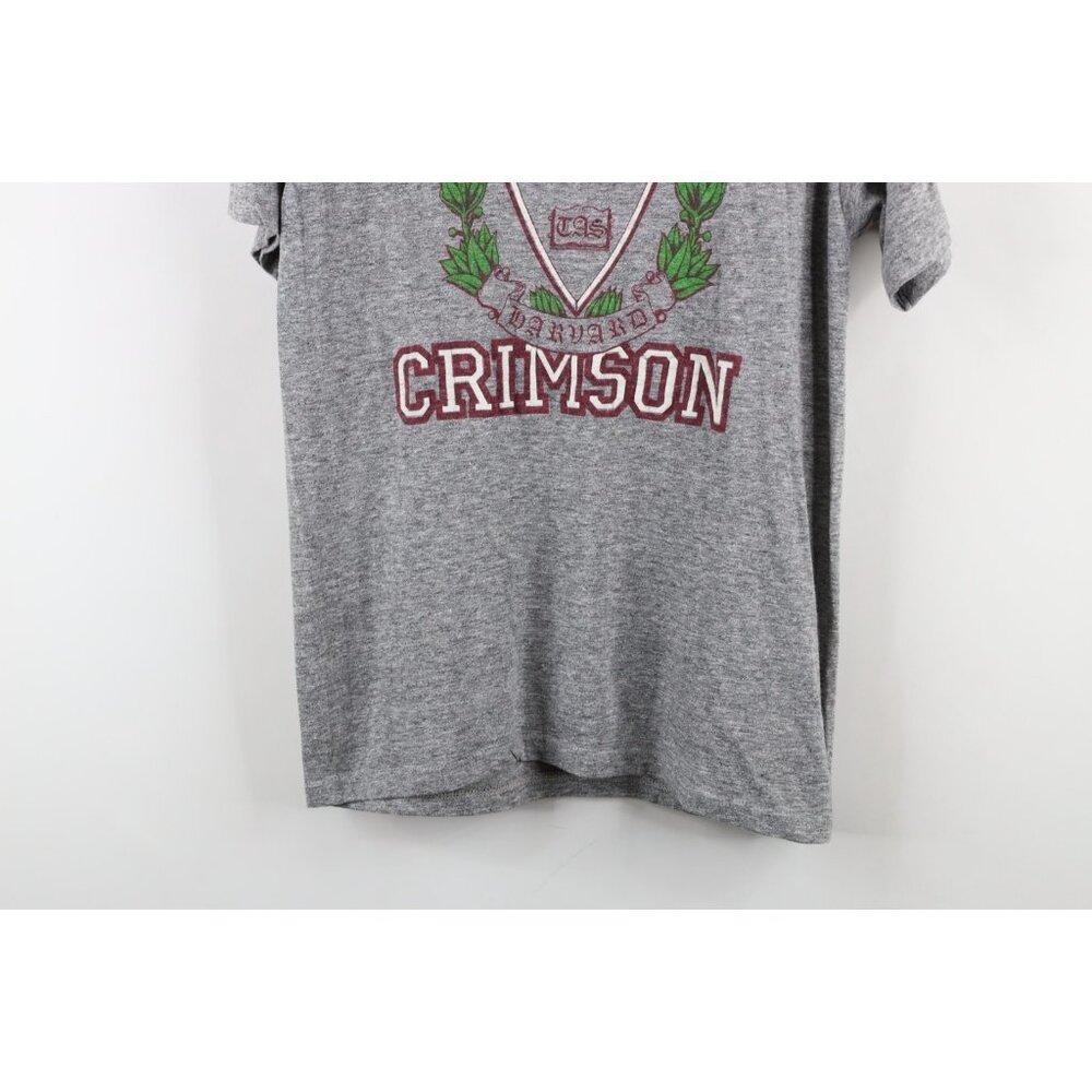 Vtg 70s 80s Mens Small Triblend Harvard University Jersey Knit T-Shirt Gray USA - Picture 3 of 12